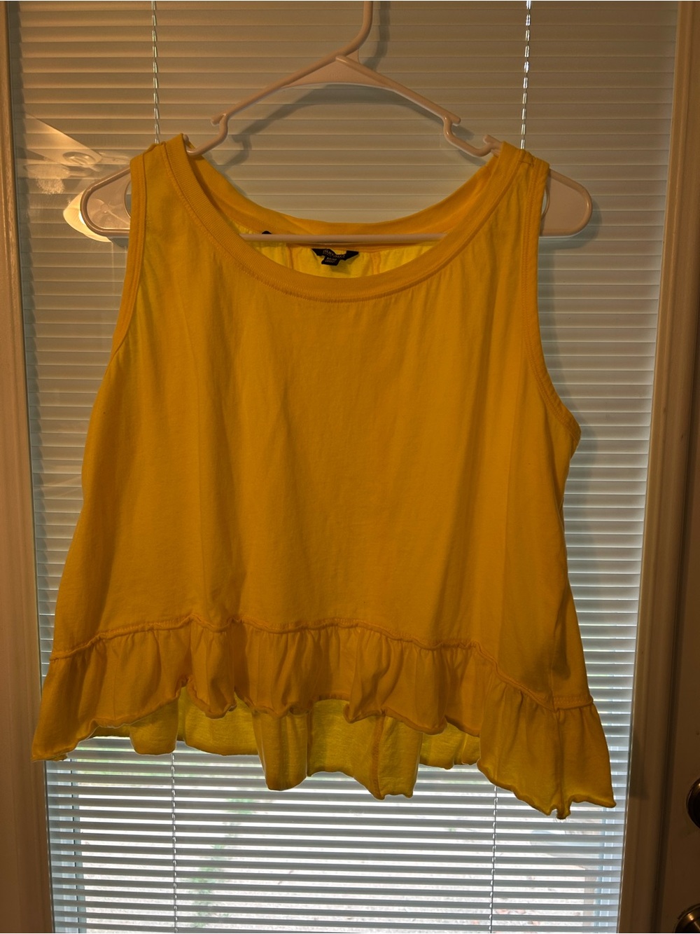 Buffalo David Bitton Yellow Ruffle-Hem Tank Top